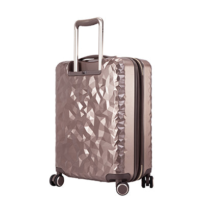 back view of textured metallic topaz carry-on case