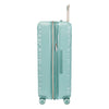 side view of Indio mint check in suitcase