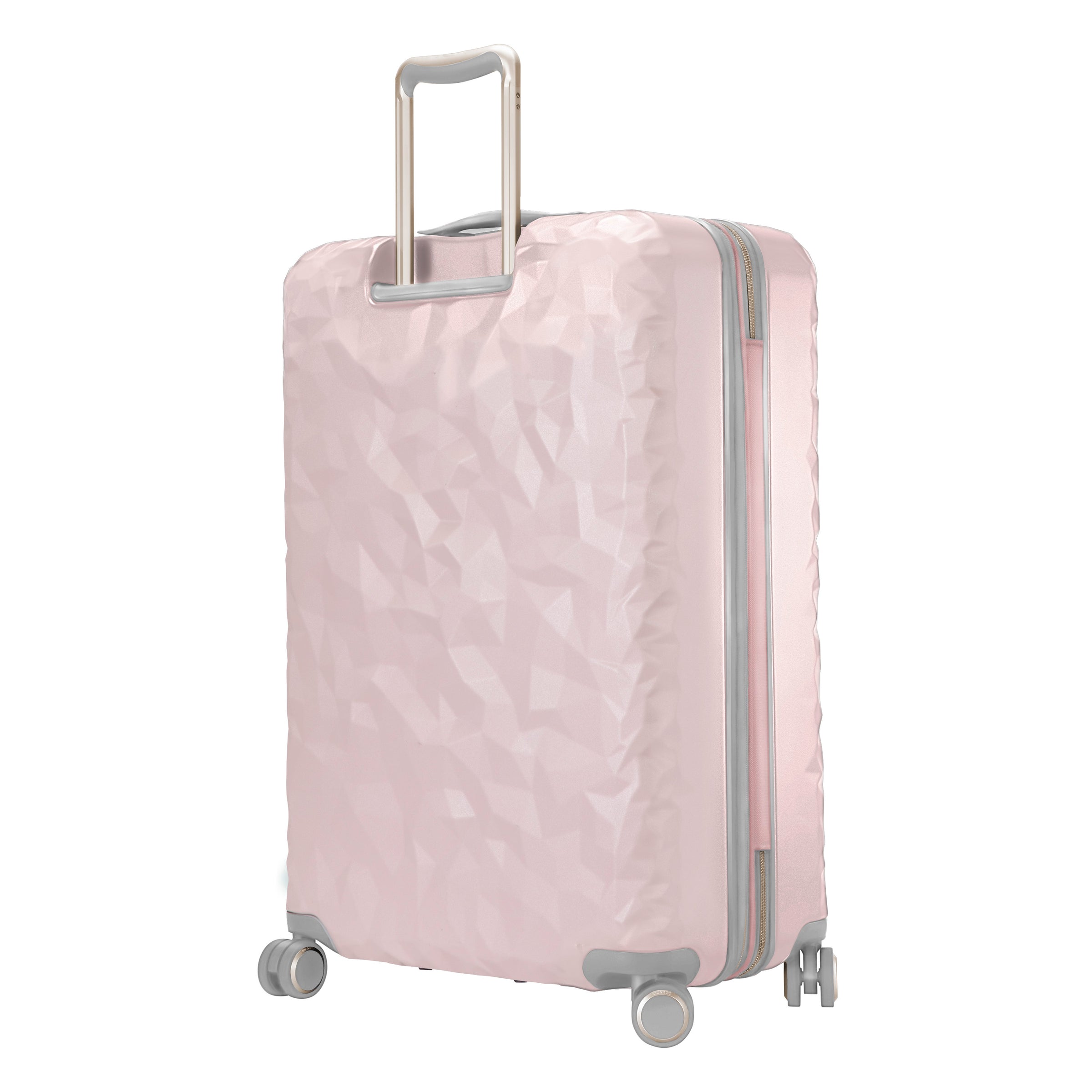 back view of textured blush check-in case