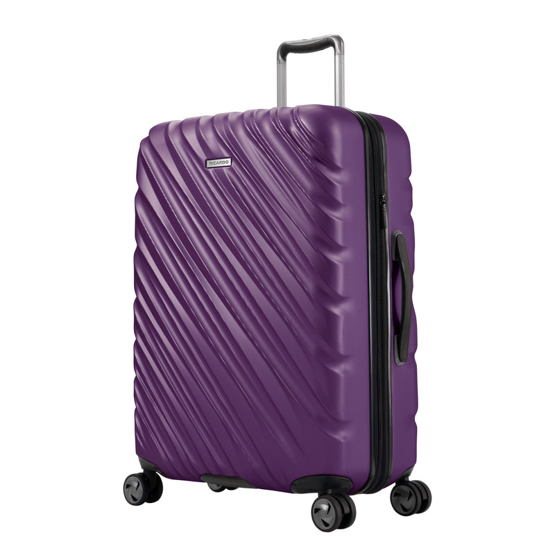 Aubergine purple Ricardo Mojave hardside suitcase with diagonal grooves